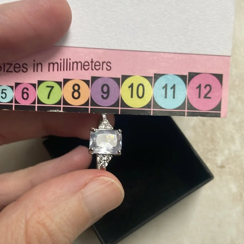 Sterling silver square cut topaz Elegant Silver Gemstone Ring